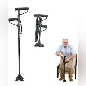 My Get Up & Go Cane With Light/ 2 Handles/ Quad Base